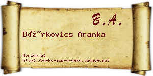 Bárkovics Aranka névjegykártya